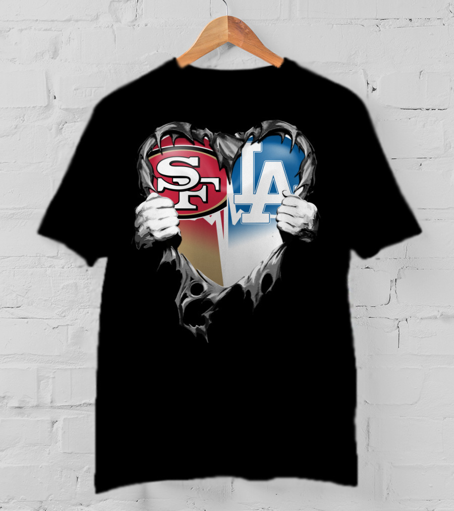 Sf And La Rivalry Heart Split Xat T-Shirt
