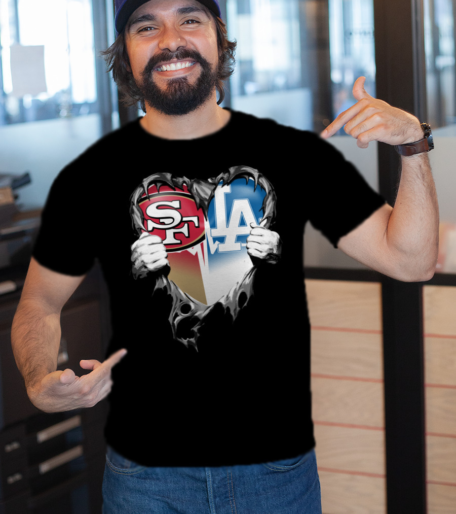 Sf And La Rivalry Heart Split Xat T-Shirt