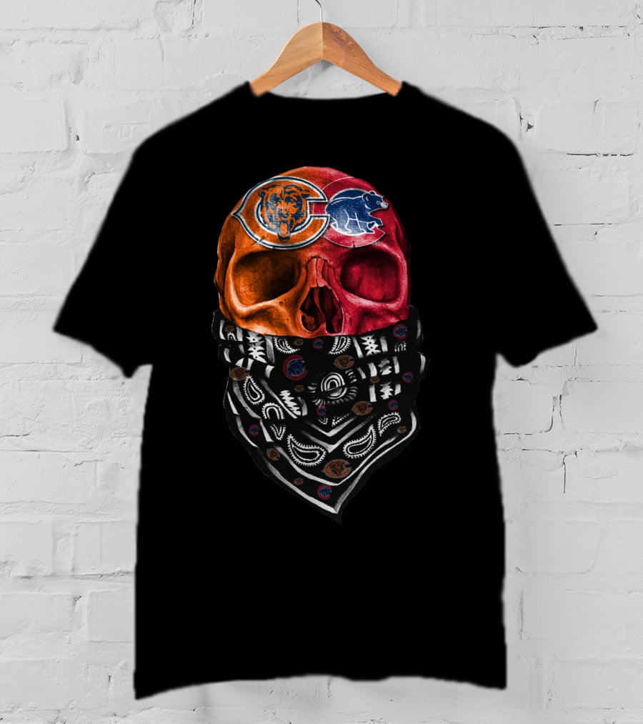 Chicago Bears Skull With Bandana Artwork DSK 008 T-Shirt