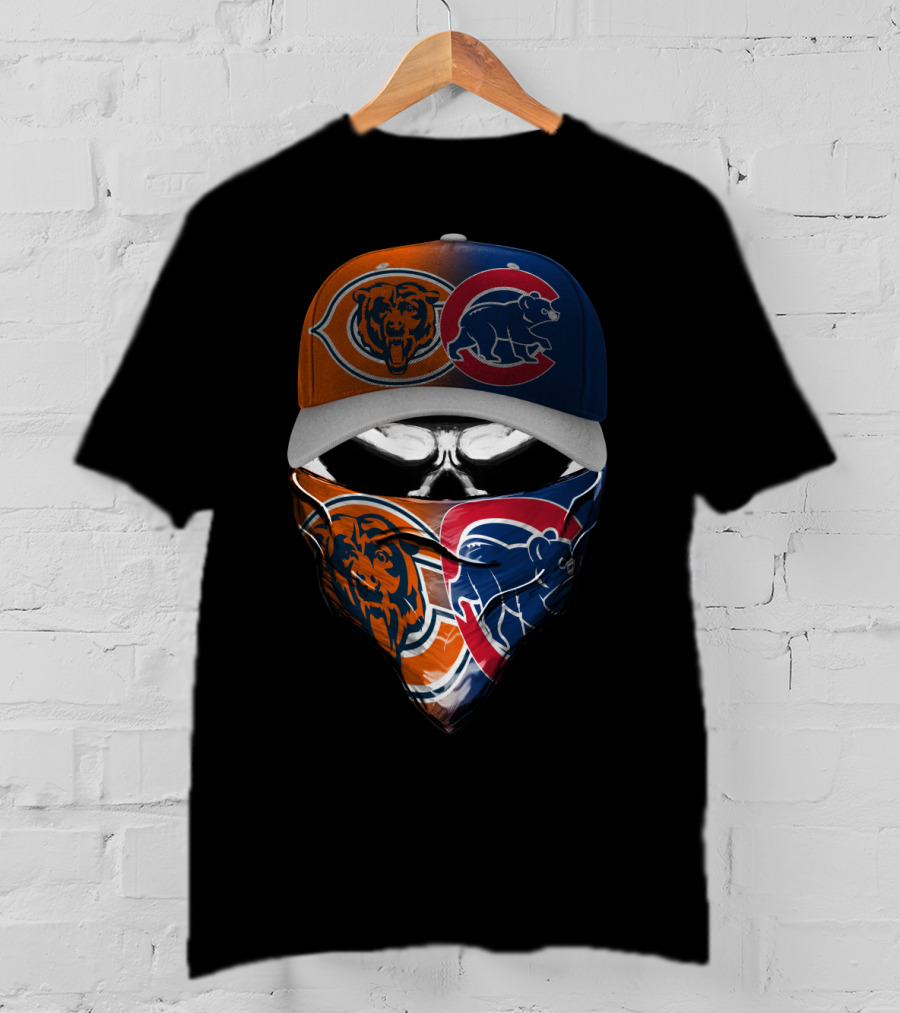 Bears Cubs Split Logo Skull Mask Cap Combo T-Shirt