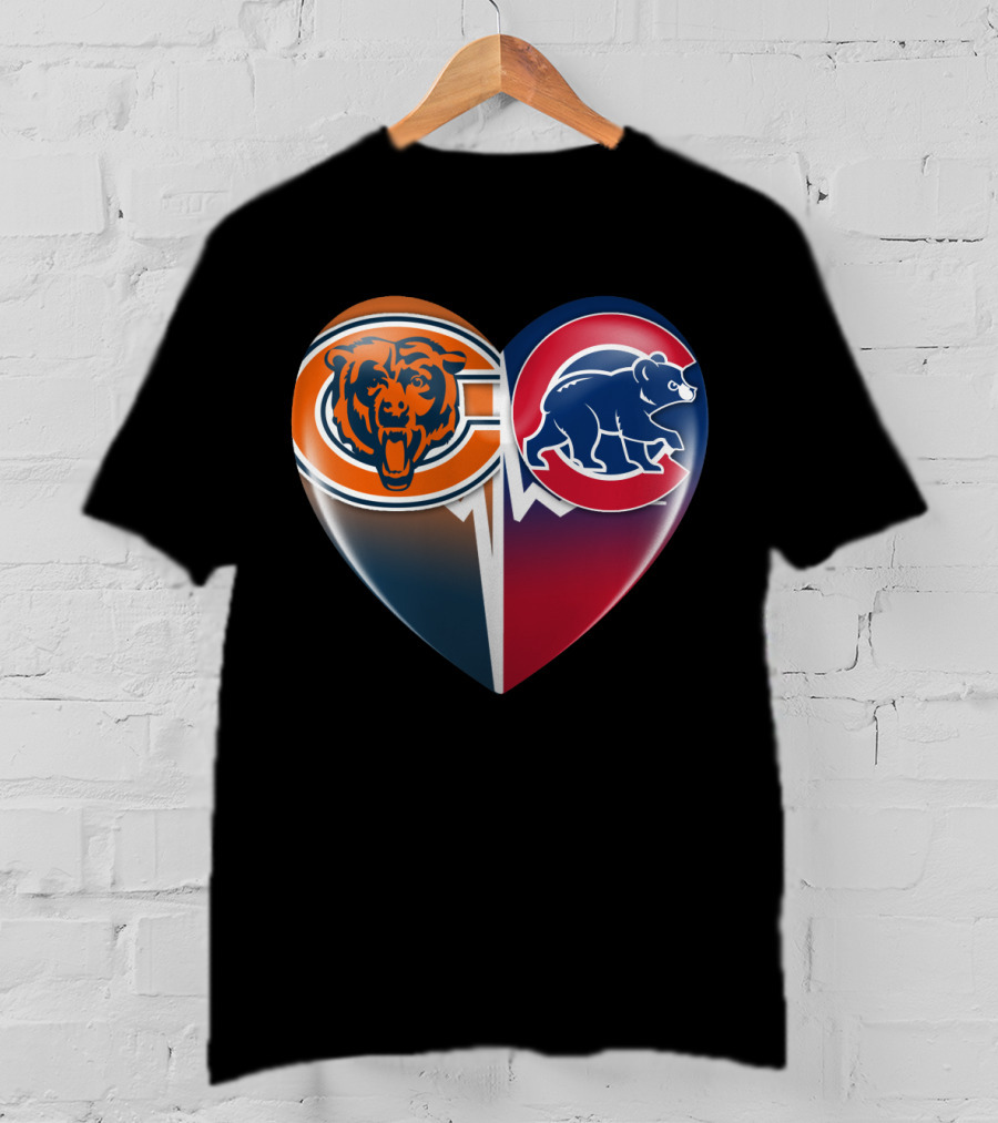 Chicago Bears And Cubs Split Heart TIM 008 T-Shirt