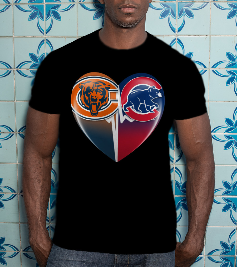 Chicago Bears And Cubs Split Heart TIM 008 T-Shirt