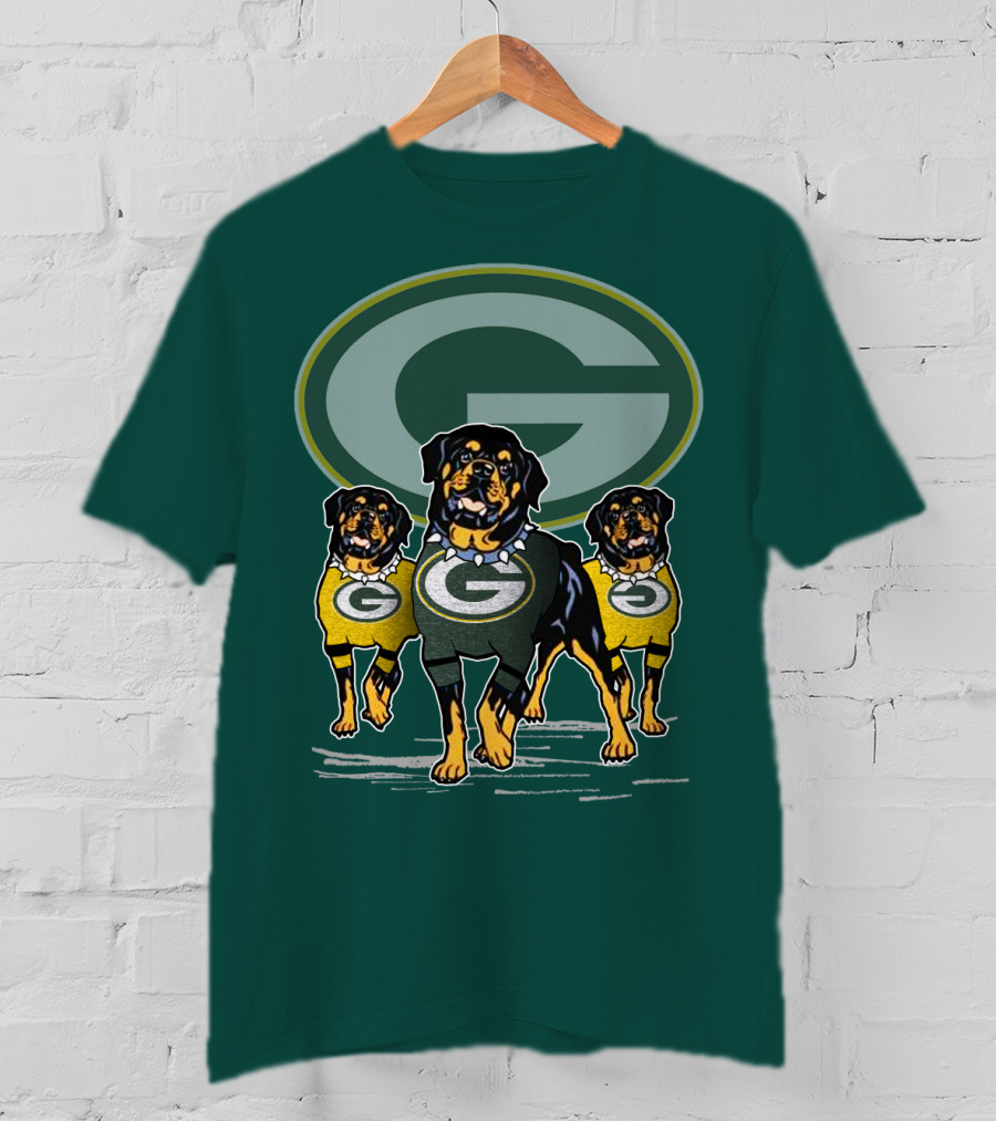 Green Bay Packers Rottweiler Trio T-Shirt
