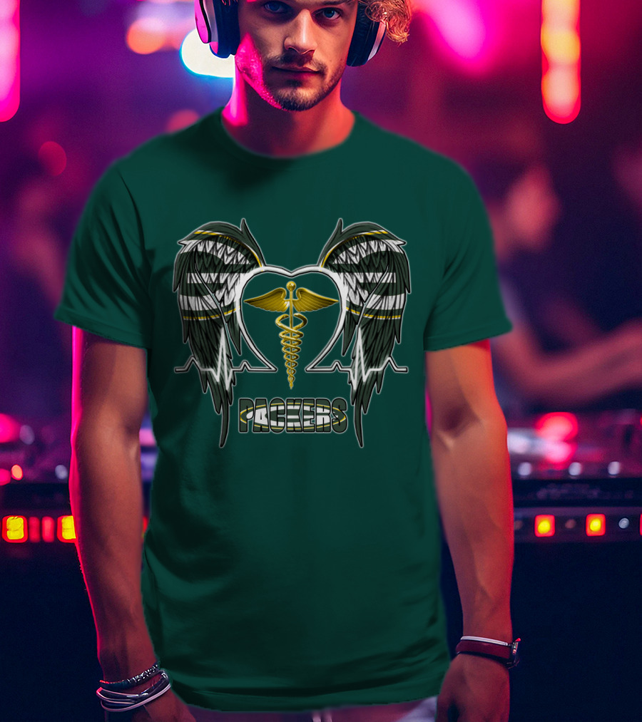 Packers Caduceus Heart Wings T-Shirt
