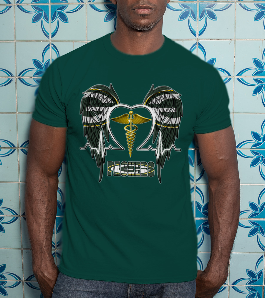 Packers Caduceus Heart Wings T-Shirt