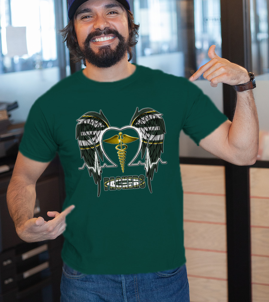 Packers Caduceus Heart Wings T-Shirt