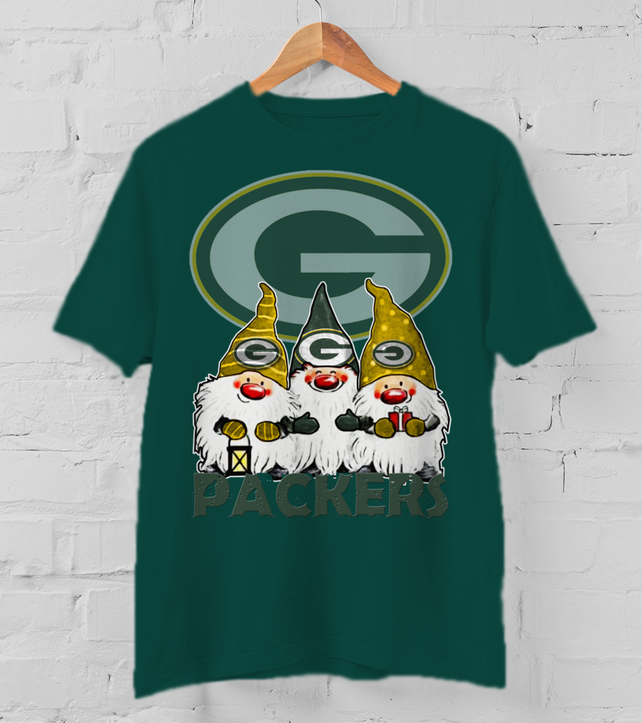 Green Bay Packers Gnomes With Team Logo On Green T-Shirt
