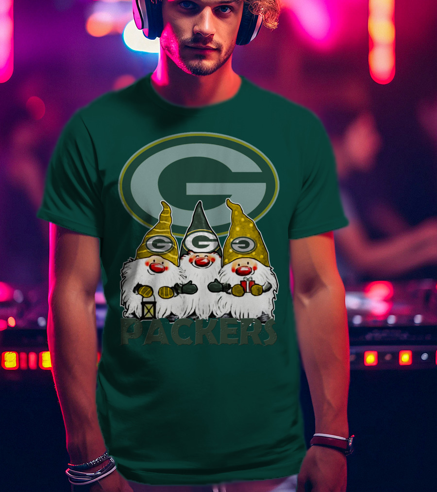 Green Bay Packers Gnomes With Team Logo On Green T-Shirt