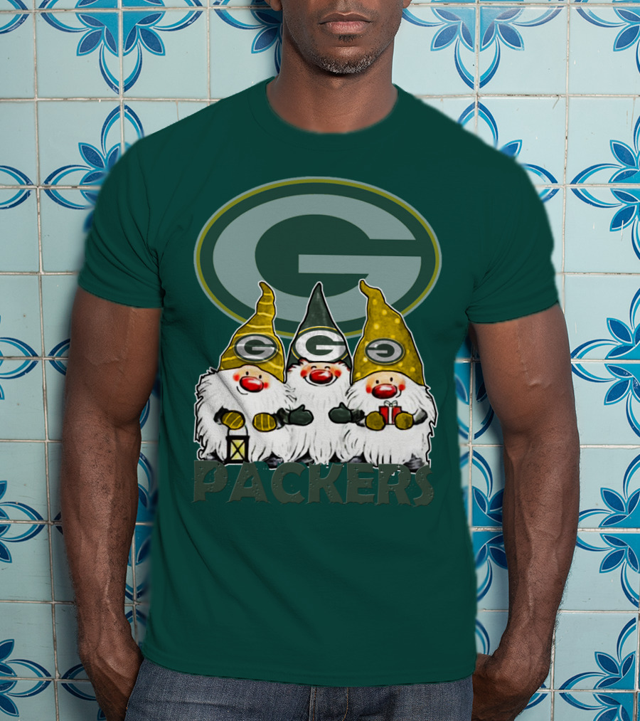 Green Bay Packers Gnomes With Team Logo On Green T-Shirt