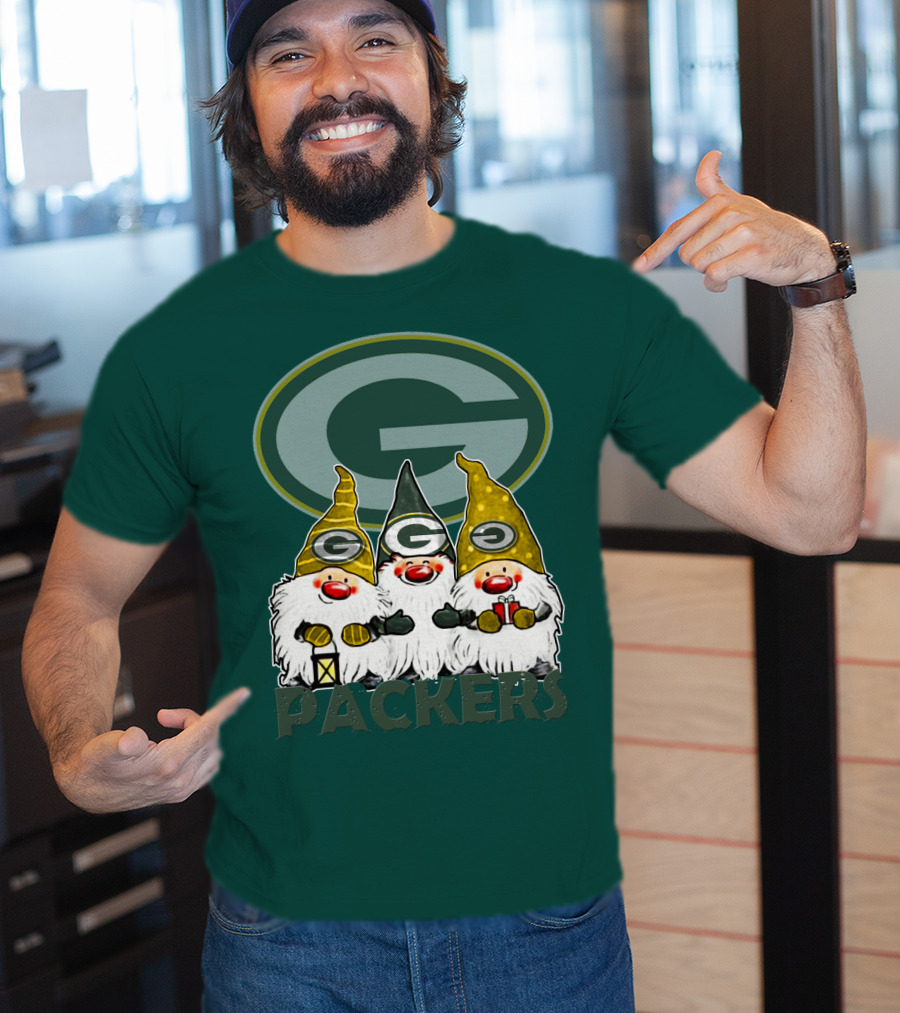 Green Bay Packers Gnomes With Team Logo On Green T-Shirt
