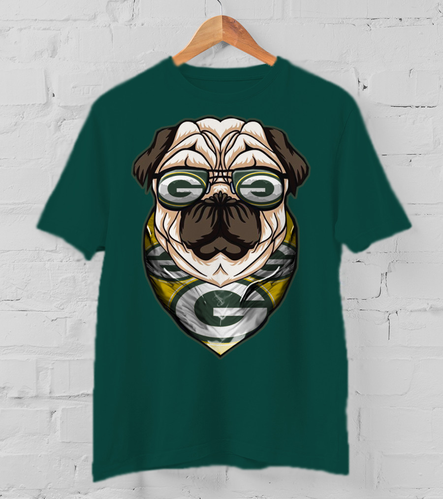 Green Bay Packers Pet Lover Pug Dog Football T-Shirt