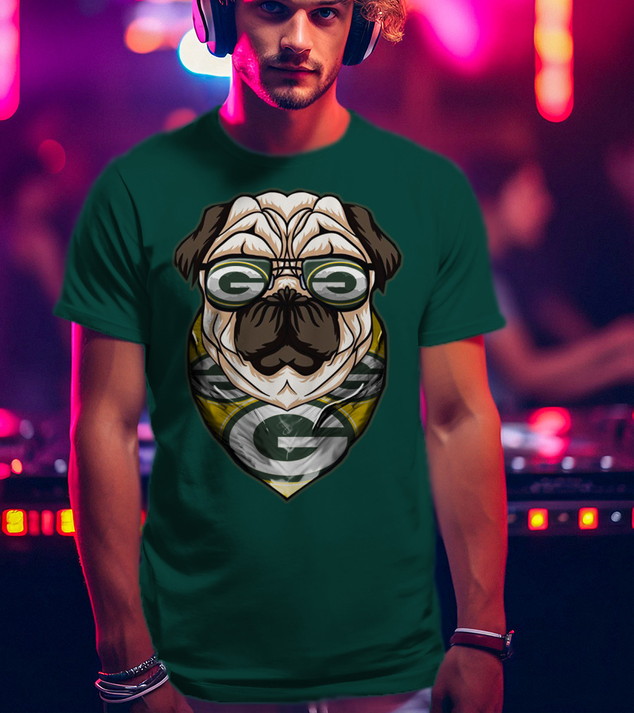 Green Bay Packers Pet Lover Pug Dog Football T-Shirt