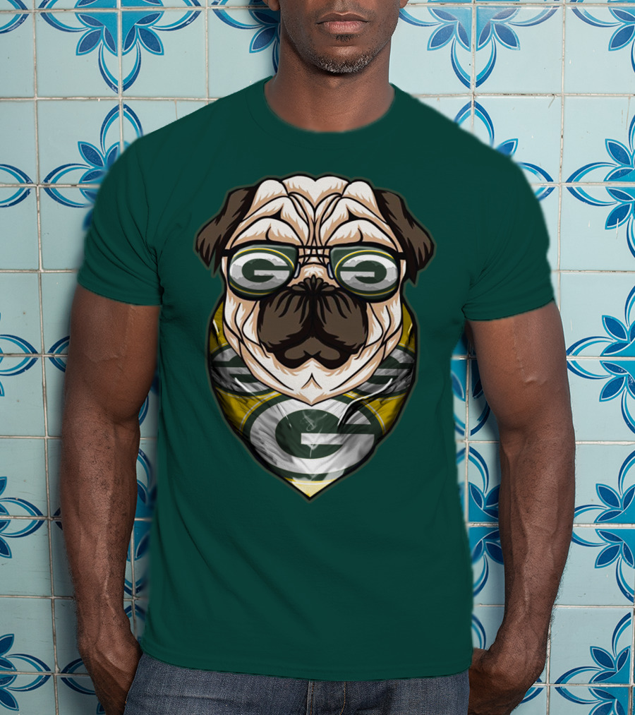 Green Bay Packers Pet Lover Pug Dog Football T-Shirt