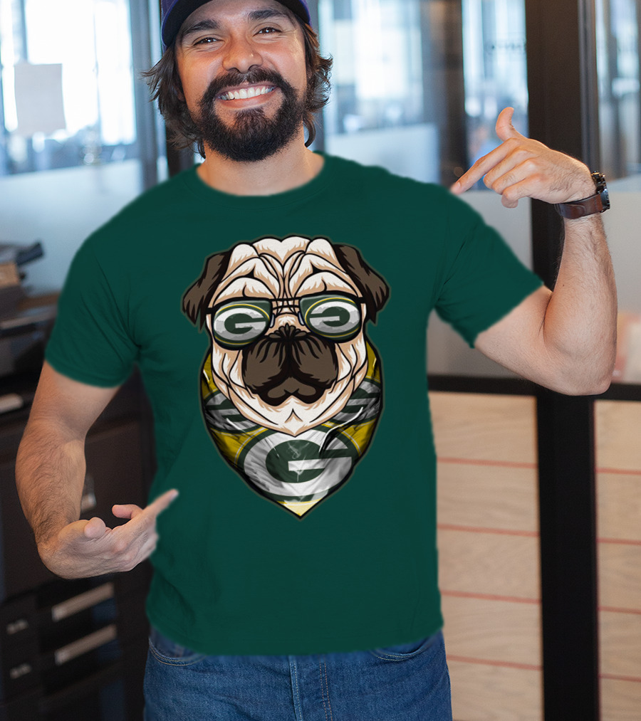 Green Bay Packers Pet Lover Pug Dog Football T-Shirt