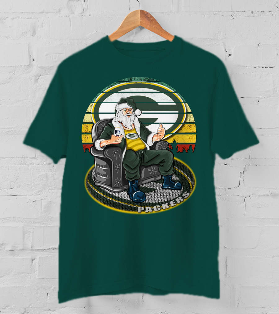 Green Bay Packers Santa Sitting With Beer T-Shirt