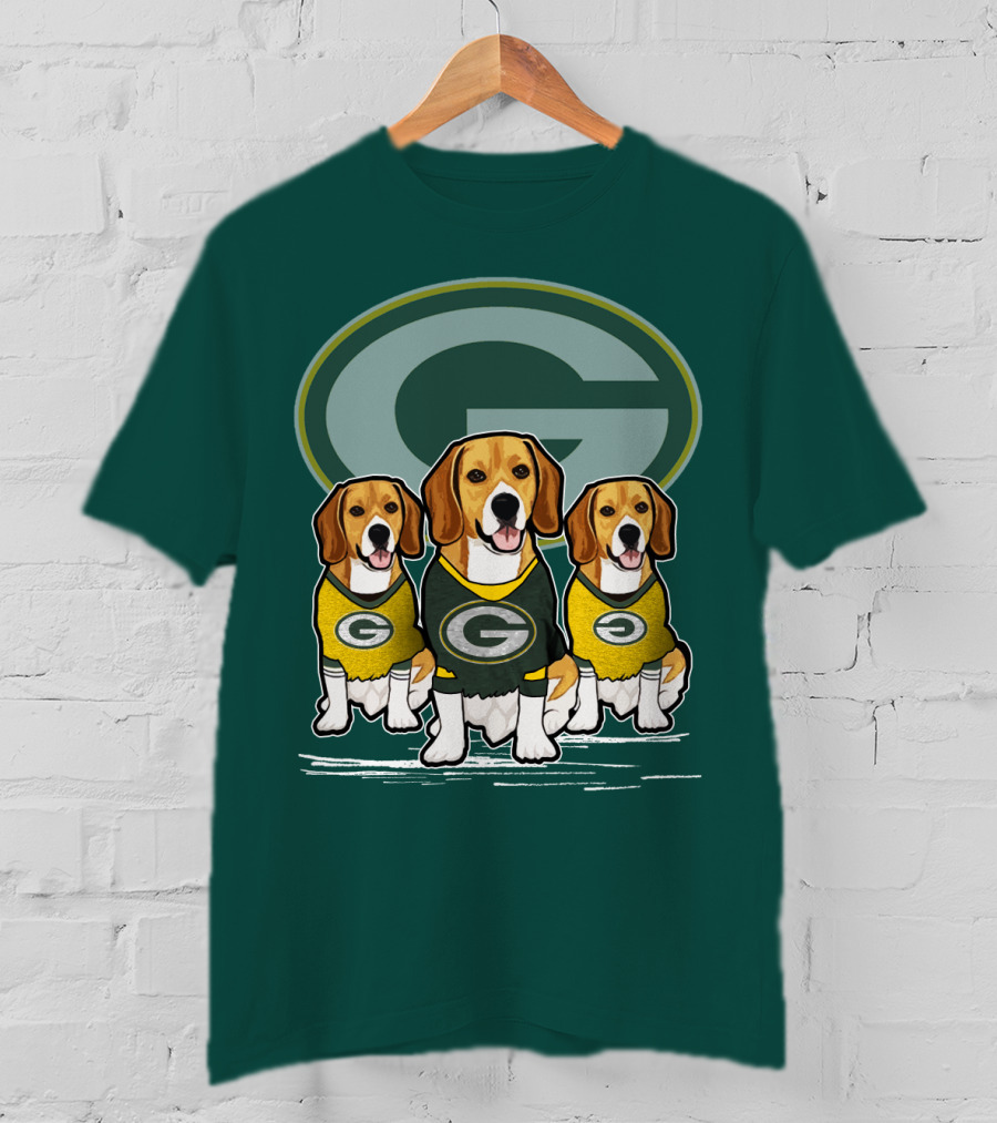 Green Bay Packers Dogs In Team Jerseys T-Shirt