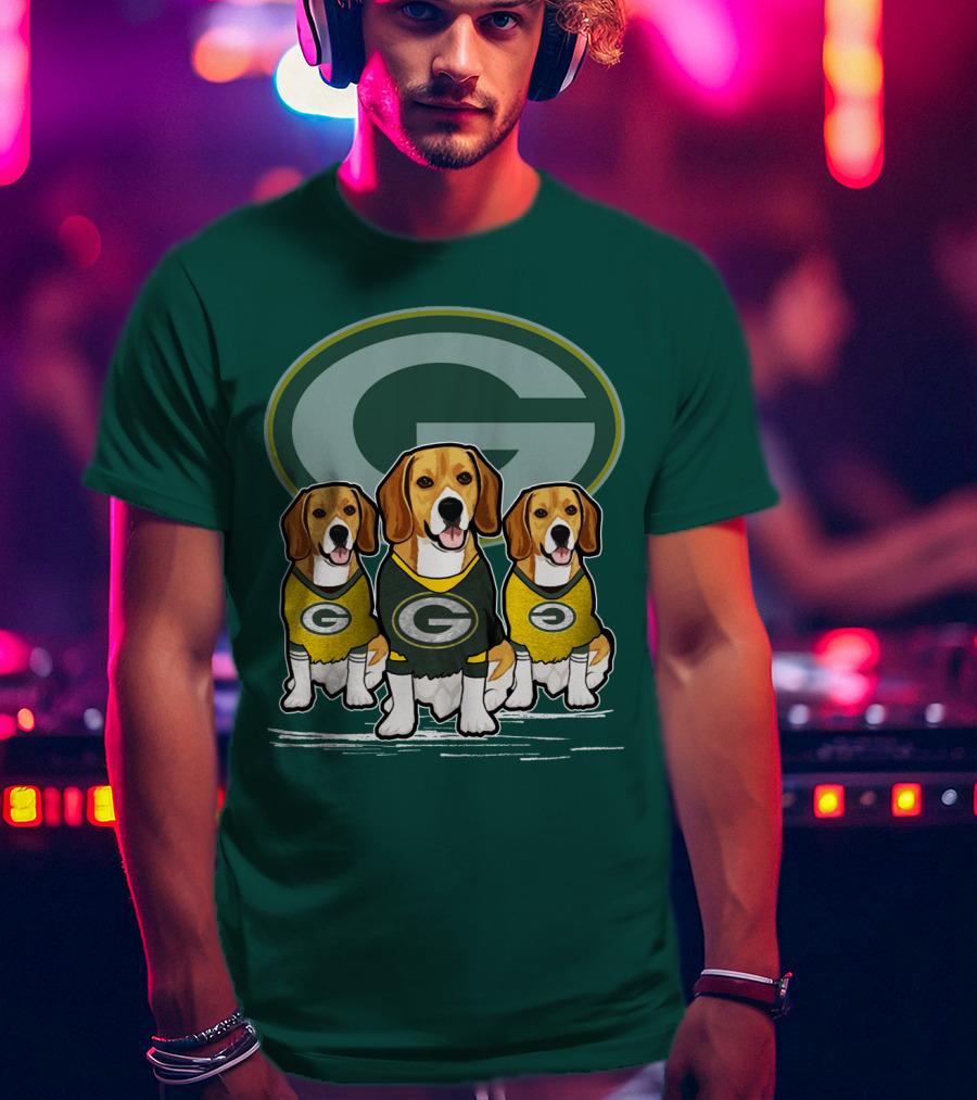 Green Bay Packers Dogs In Team Jerseys T-Shirt