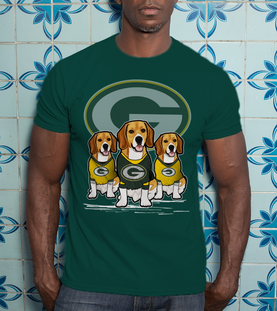 Green Bay Packers Dogs In Team Jerseys T-Shirt