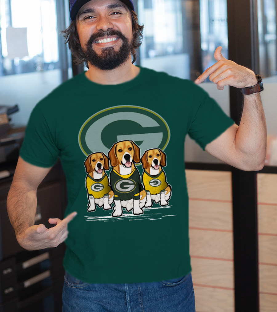 Green Bay Packers Dogs In Team Jerseys T-Shirt