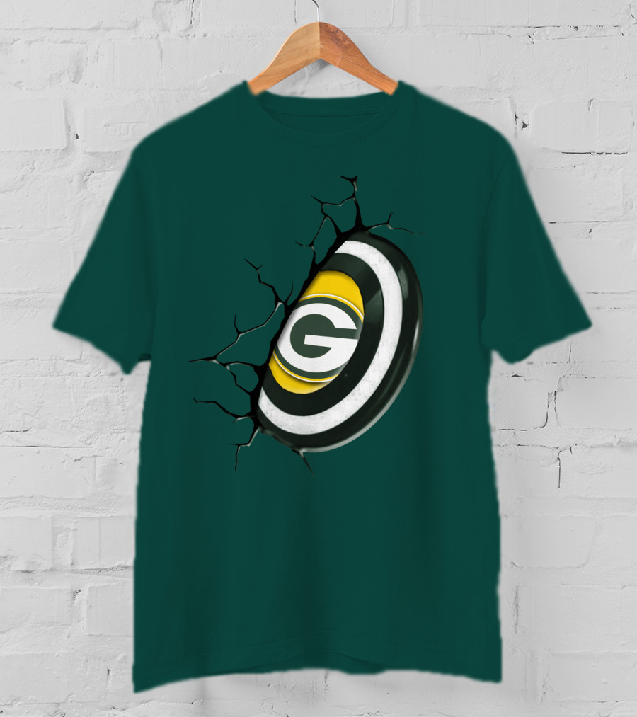 Green Bay Packers Cracked Logo Burst T-Shirt