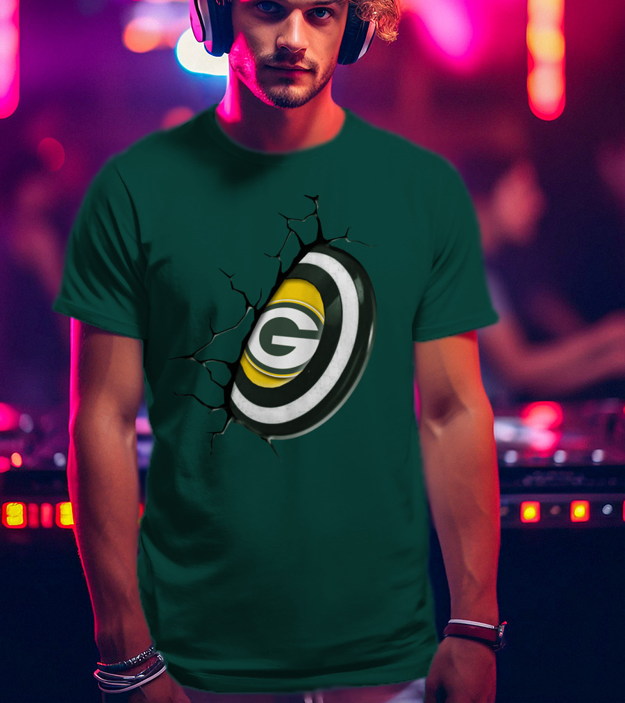 Green Bay Packers Cracked Logo Burst T-Shirt