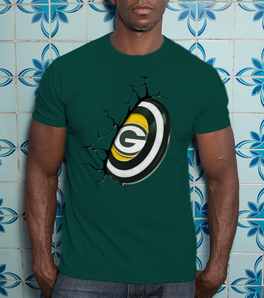 Green Bay Packers Cracked Logo Burst T-Shirt