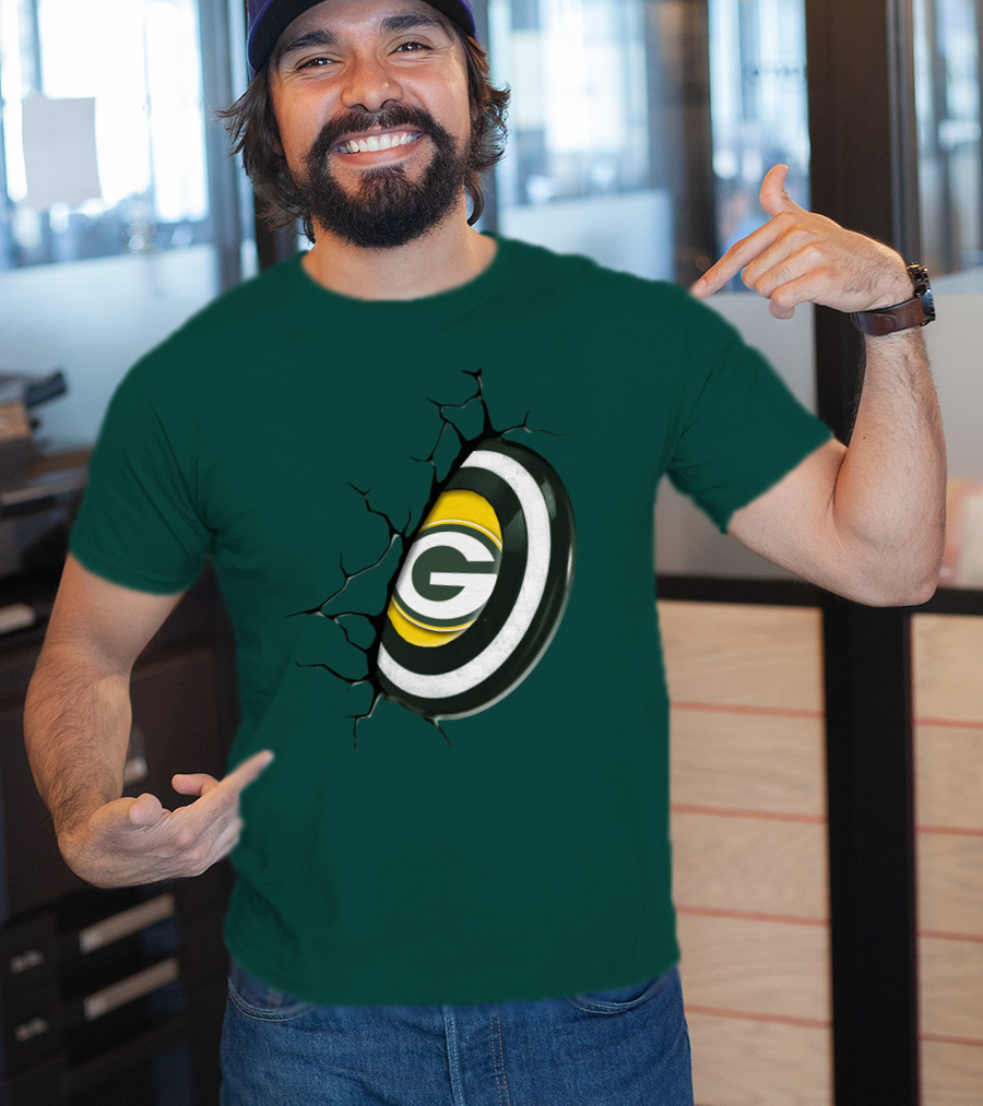 Green Bay Packers Cracked Logo Burst T-Shirt