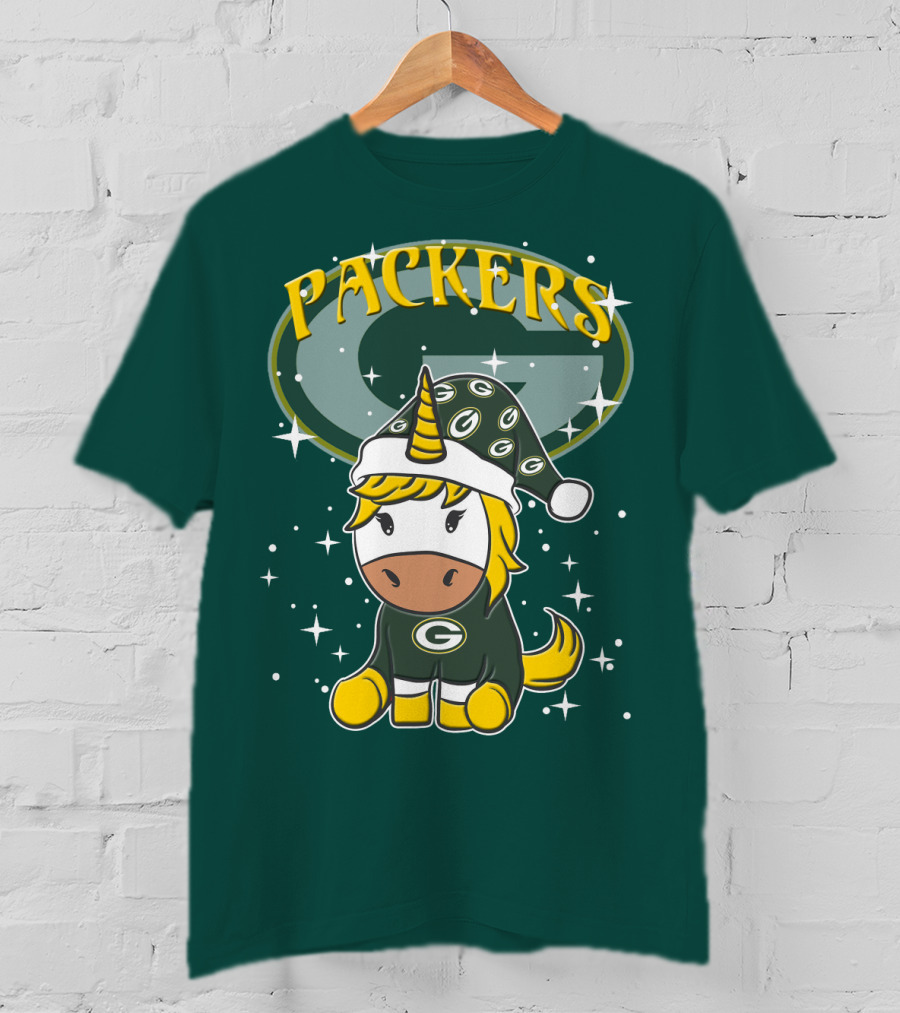 Packers Unicorn In Green Bay Colors With Stars And Logos T-Shirt