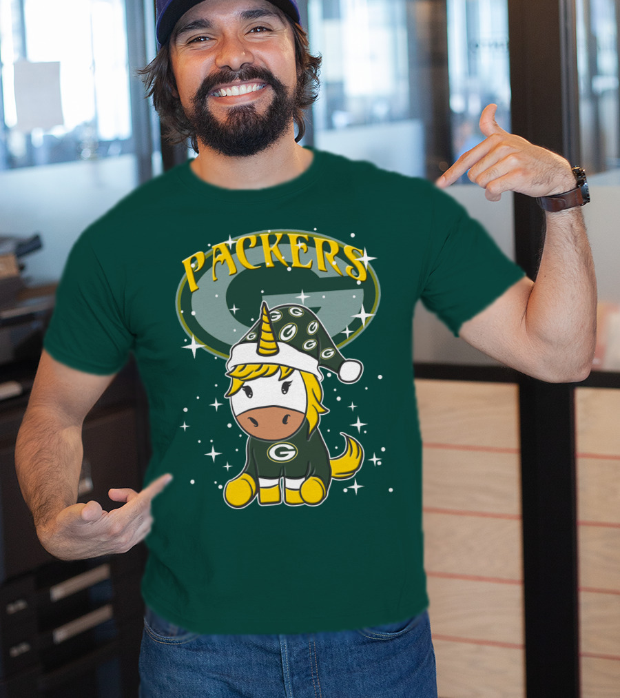 Packers Unicorn In Green Bay Colors With Stars And Logos T-Shirt