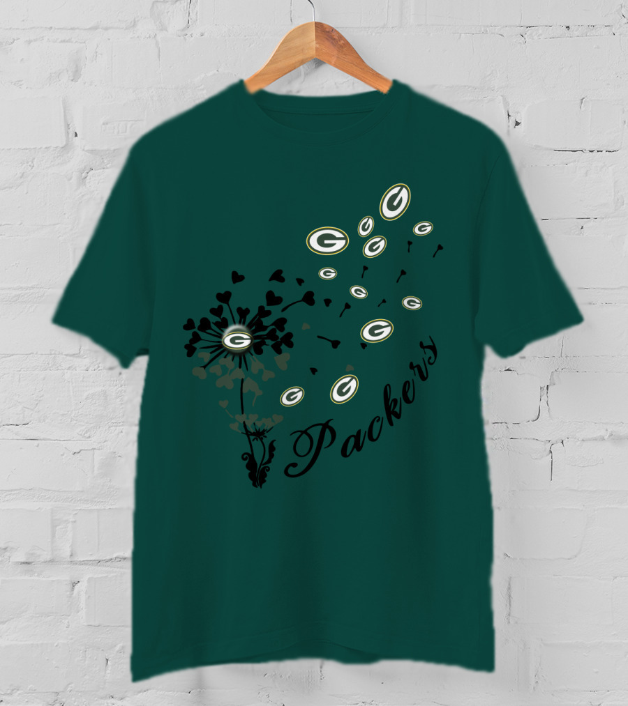 Packers Green Bay Hearts And Blossoms T-Shirt