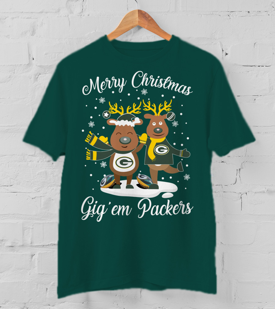 Merry Christmas Gig 'Em Green Bay Packers T-Shirt