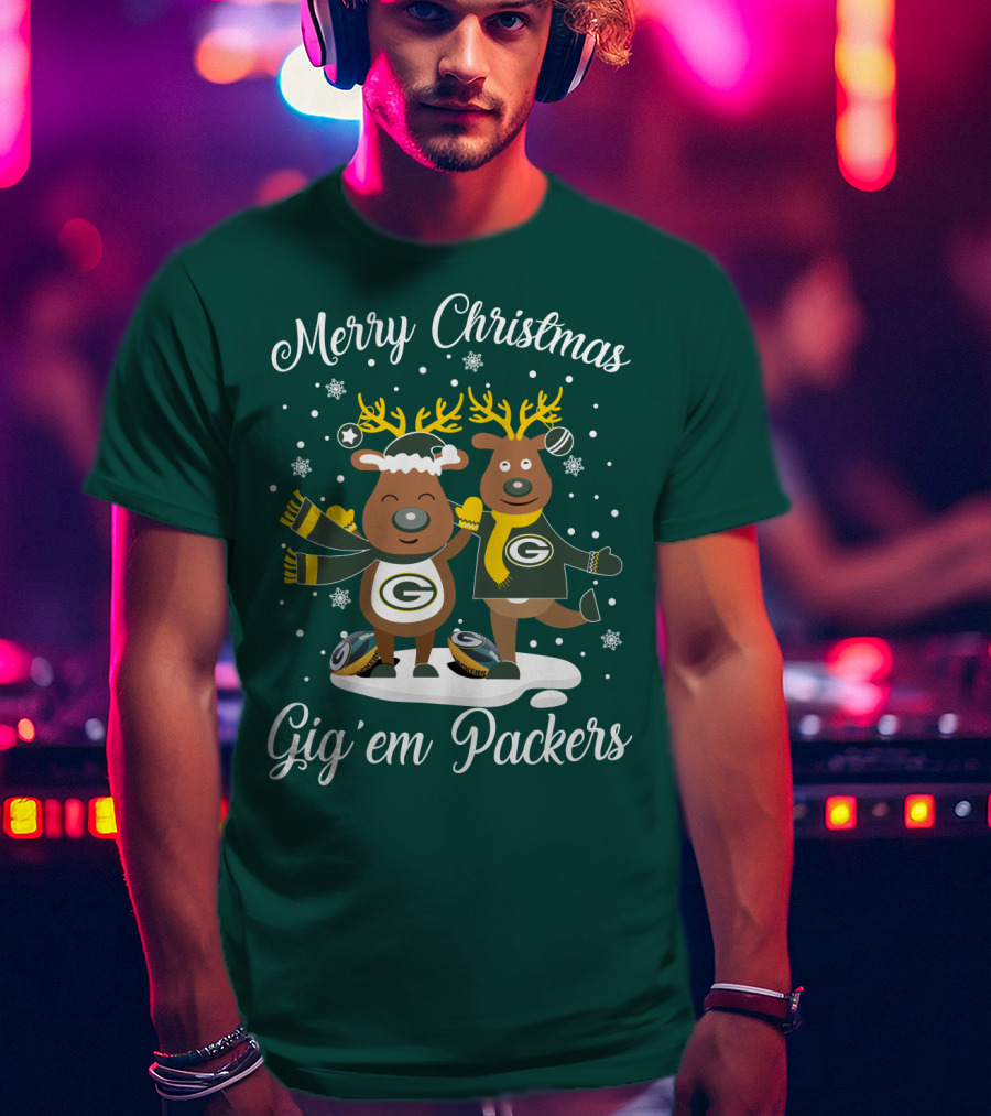 Merry Christmas Gig 'Em Green Bay Packers T-Shirt