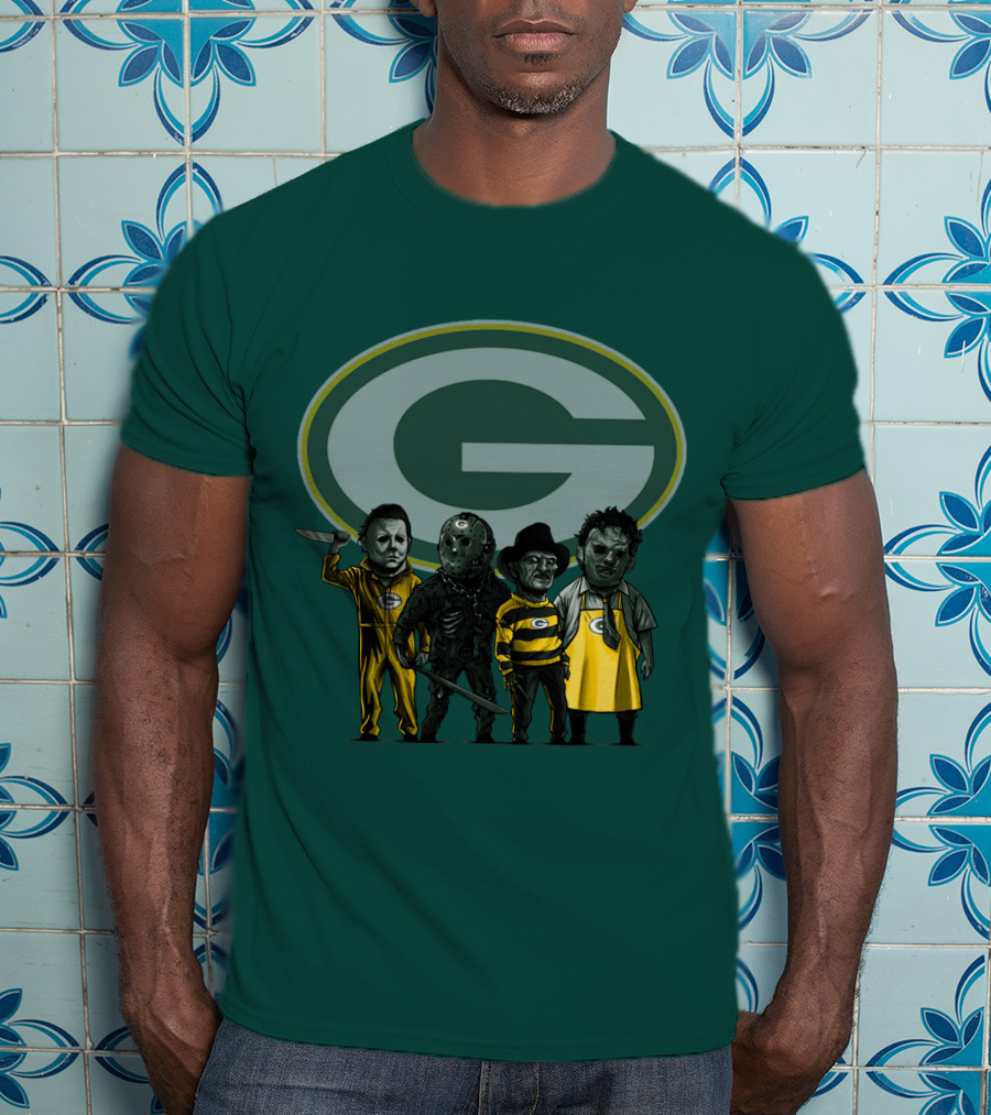 Green Bay Packers Horror Icons Characters T-Shirt