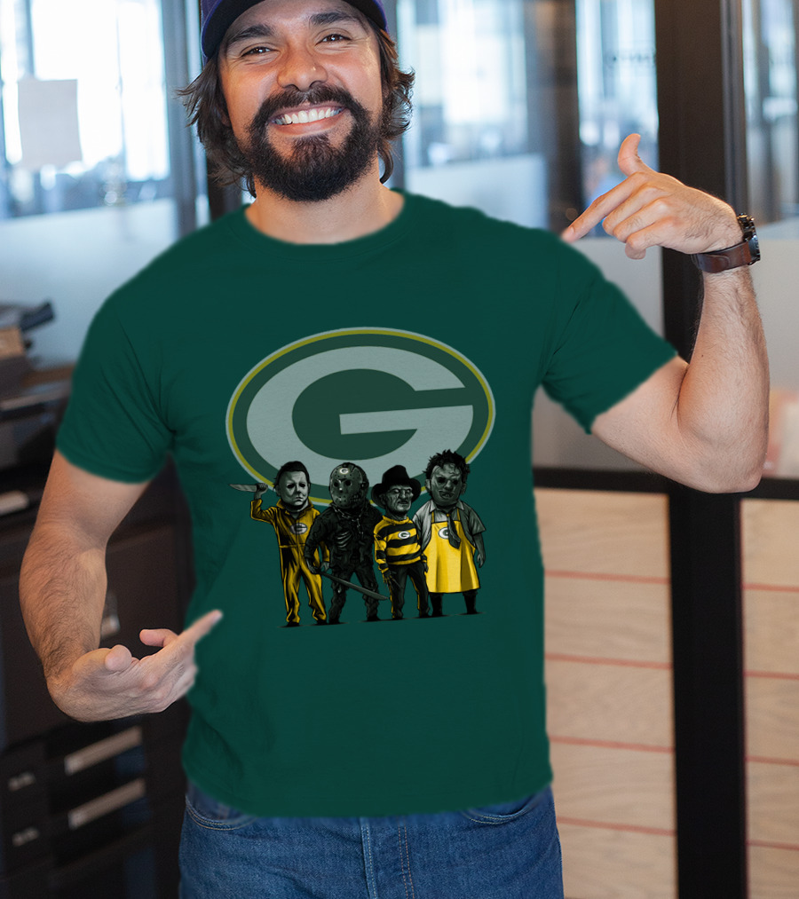 Green Bay Packers Horror Icons Characters T-Shirt