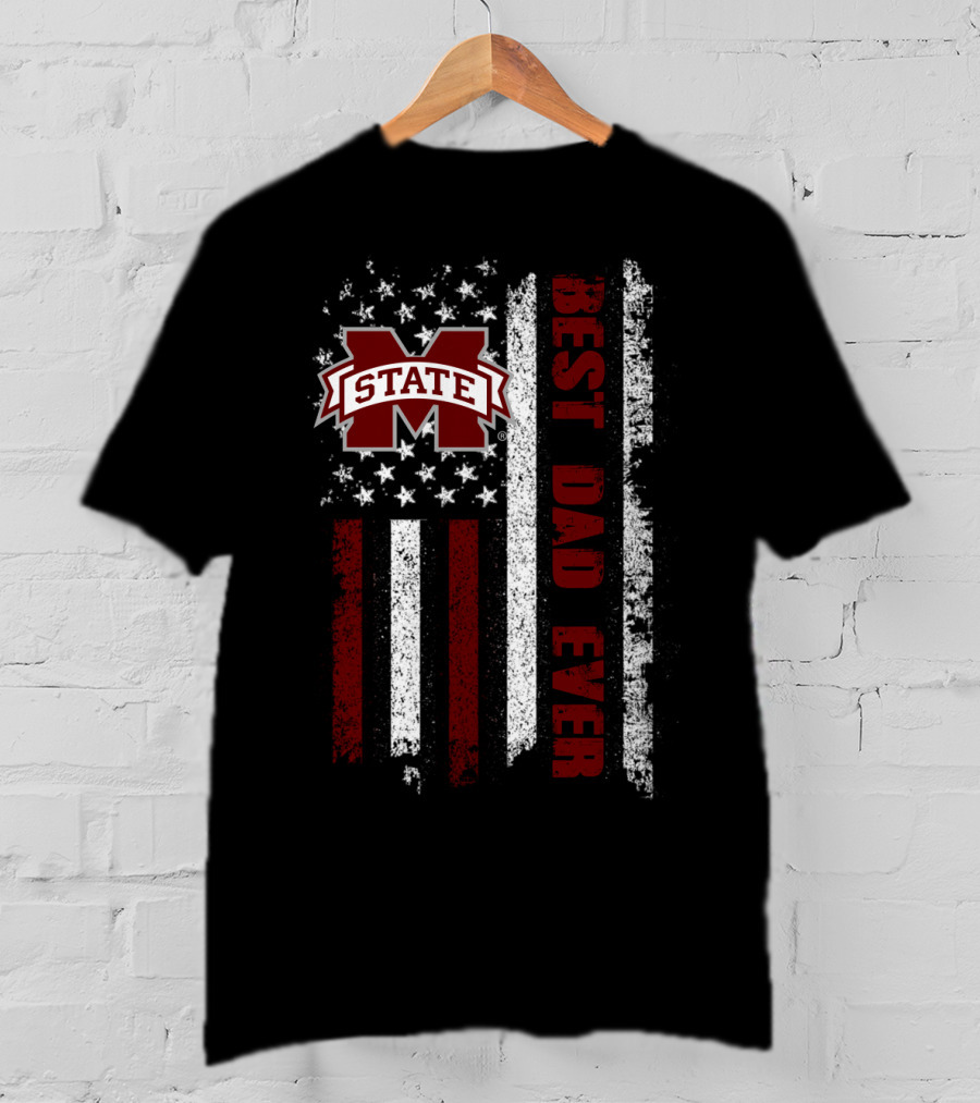Mississippi State Best Dad Ever Flag T-Shirt