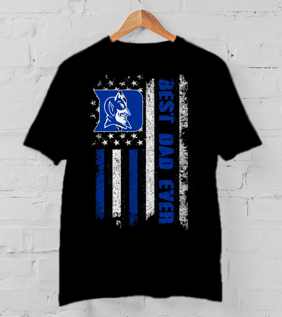 Duke Blue Devils Best Dad Ever American Flag T-Shirt
