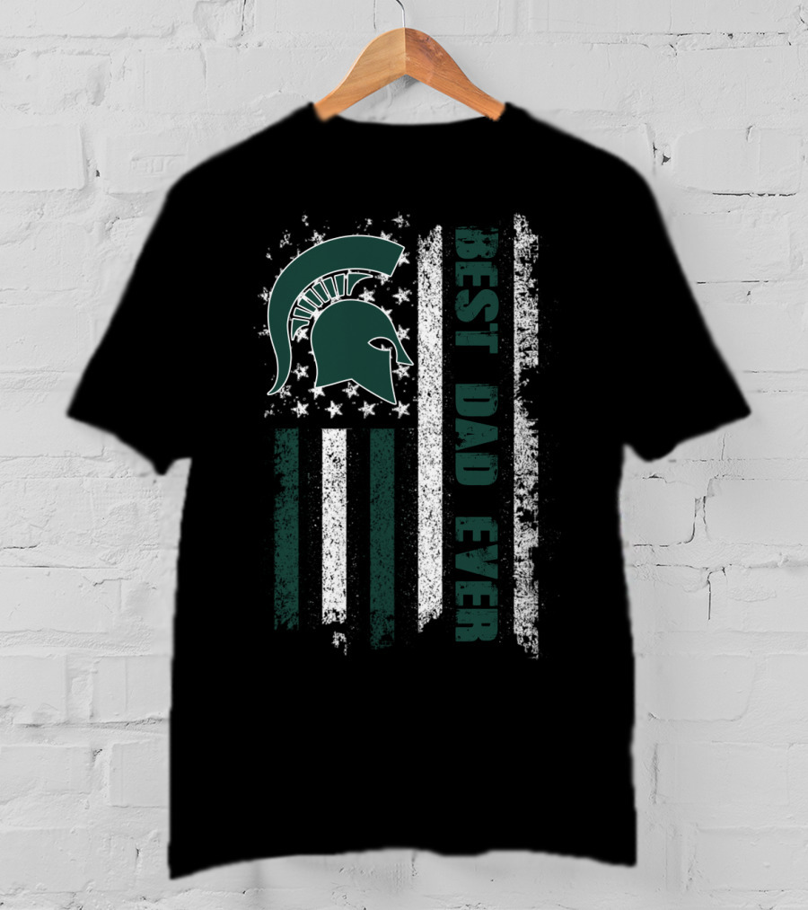 Best Dad Ever Spartan Helmet Flag T-Shirt