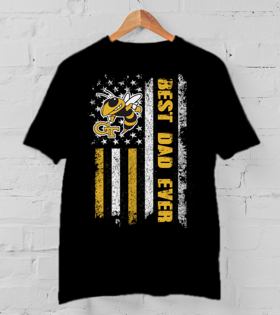 Gt Yellow Jacket Best Dad Ever Flag T-Shirt