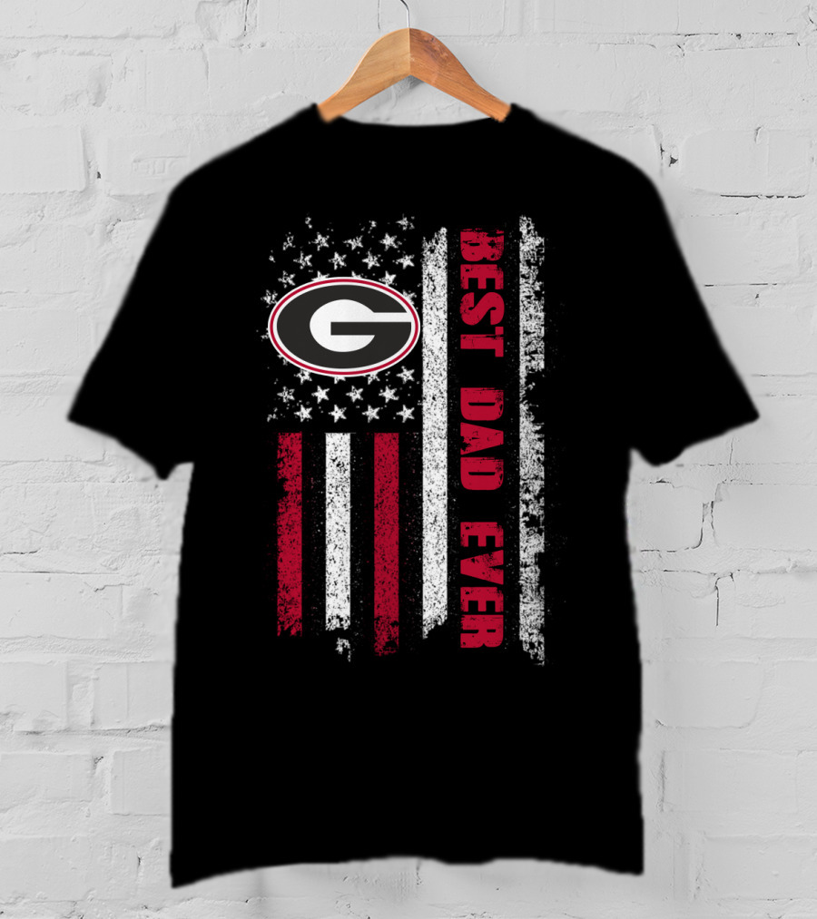 Best Dad Ever Evd 087 Georgia Bulldogs American Flag T-Shirt