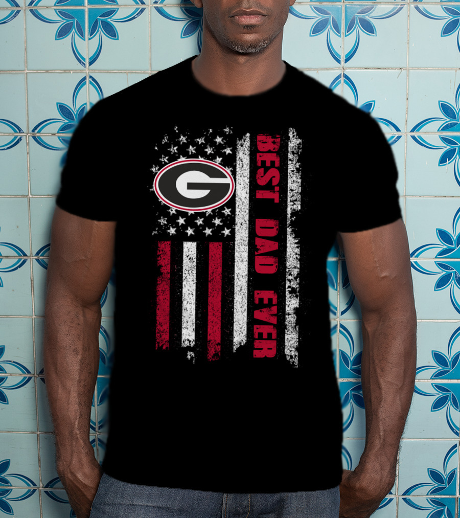 Best Dad Ever Evd 087 Georgia Bulldogs American Flag T-Shirt