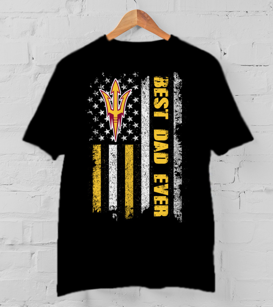 Arizona State Sun Devils Best Dad Ever Vintage American Flag T-Shirt