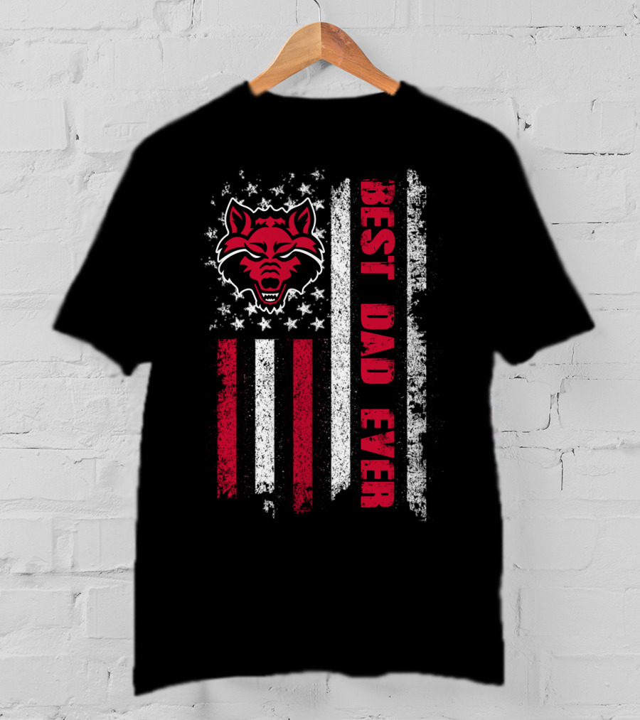 Wolf Best Dad Ever American Flag T-Shirt