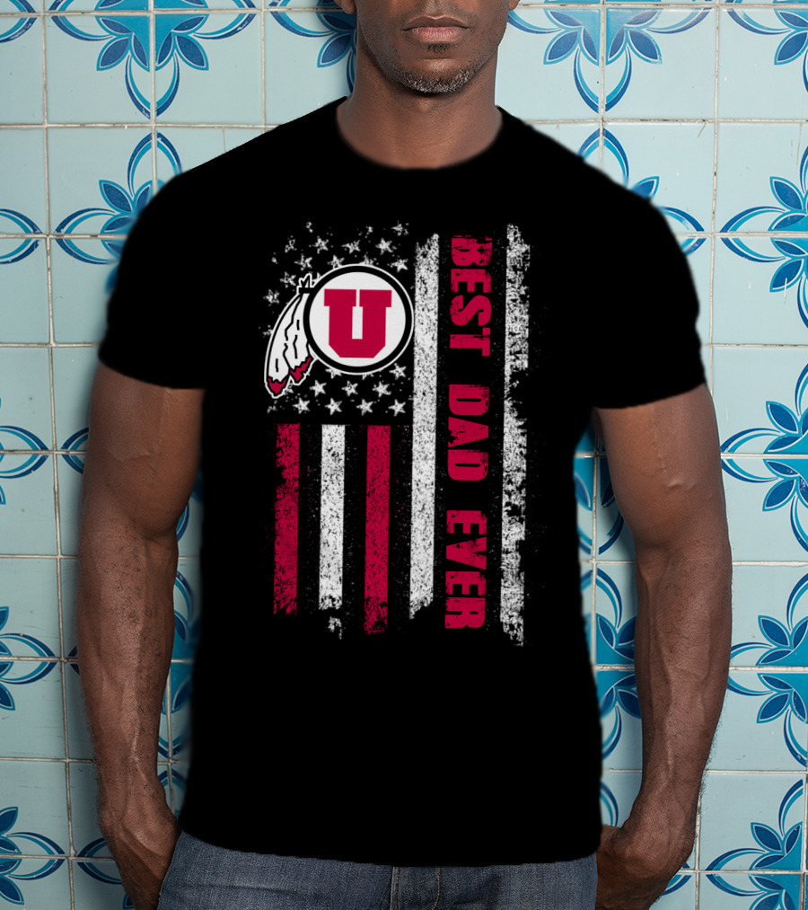 Utah Utes Best Dad Ever American Flag T-Shirt