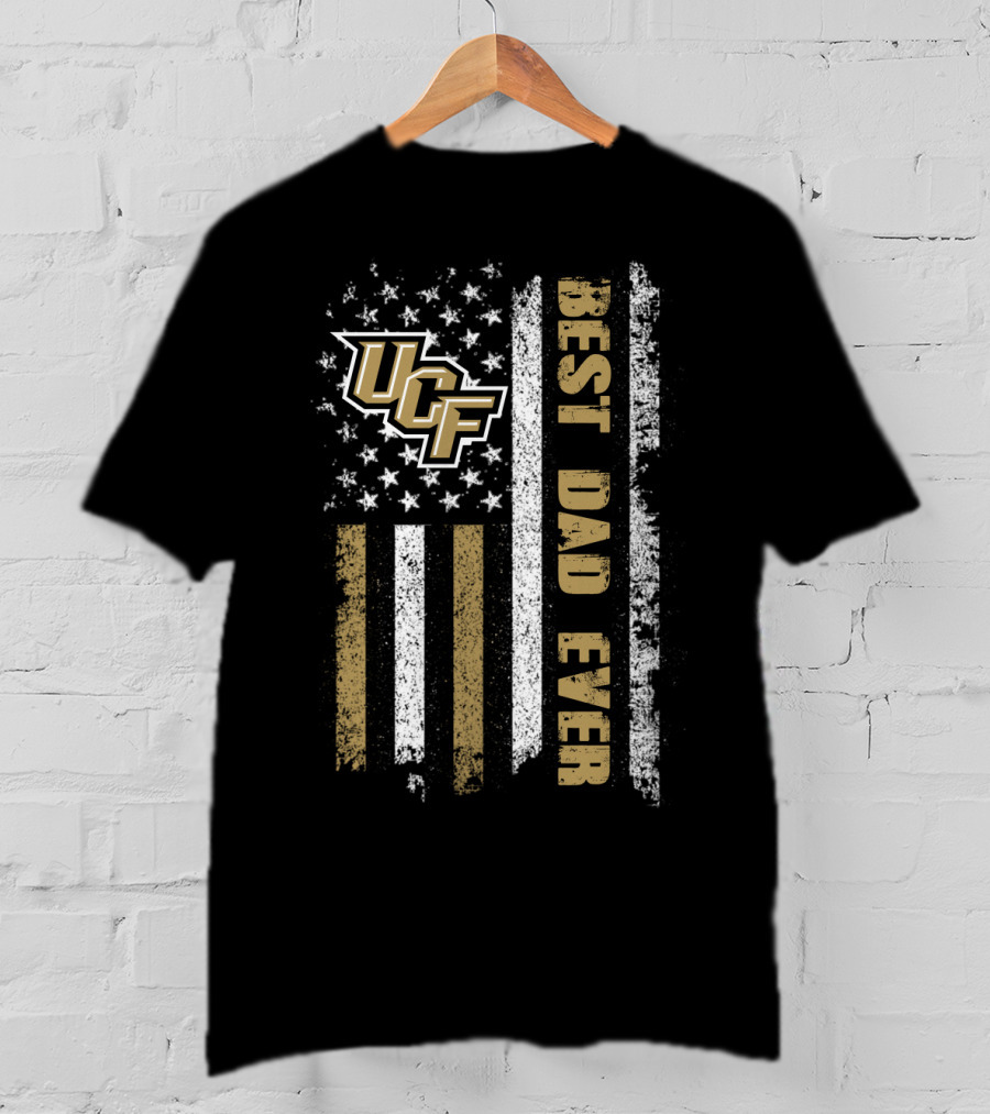 Ucf Best Dad Ever American Flag Grunge Style T-Shirt