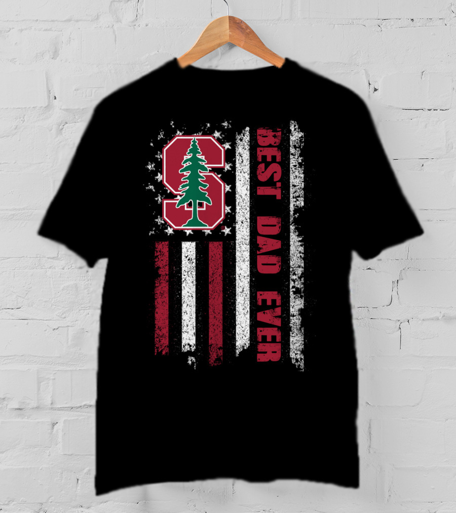 Stanford Best Dad Ever Vintage American Flag Style T-Shirt