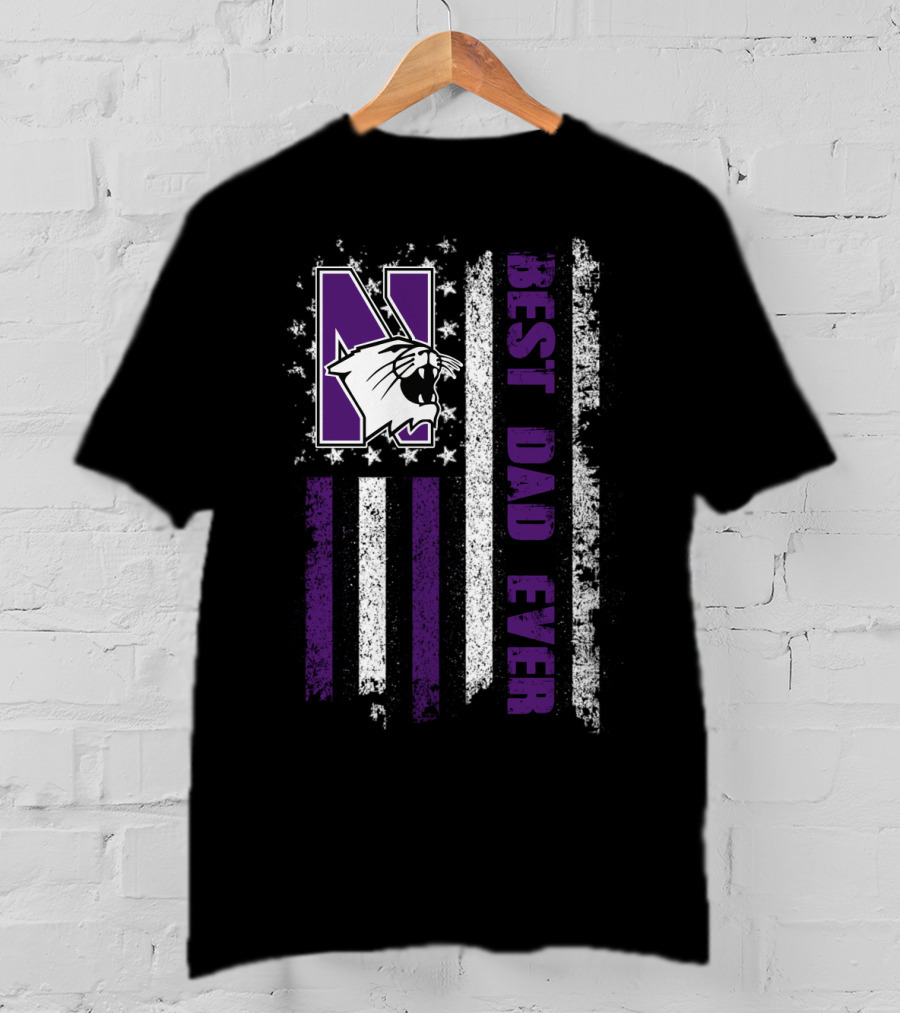 Northwestern Wildcats Best Dad Ever Flag Style Evd 055 T-Shirt