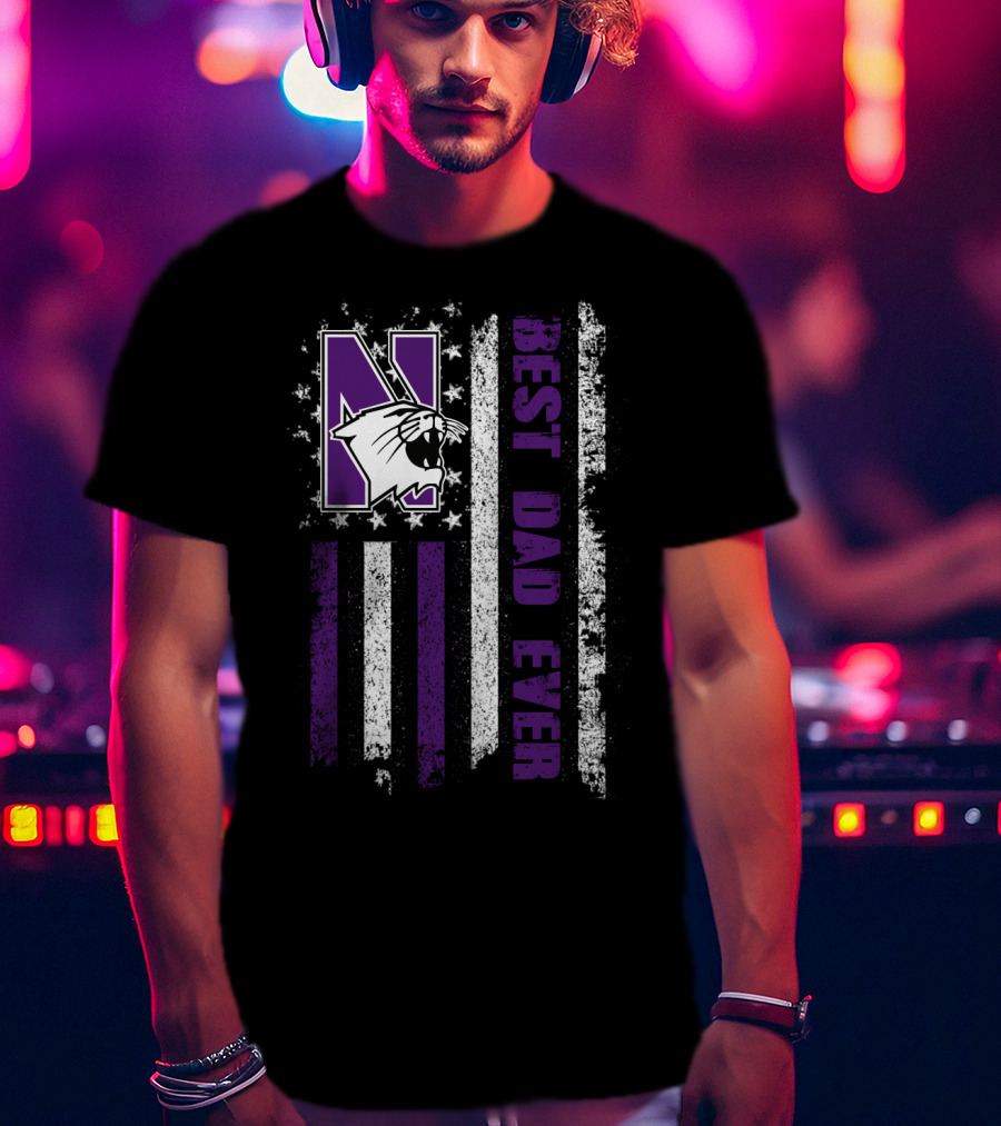 Northwestern Wildcats Best Dad Ever Flag Style Evd 055 T-Shirt