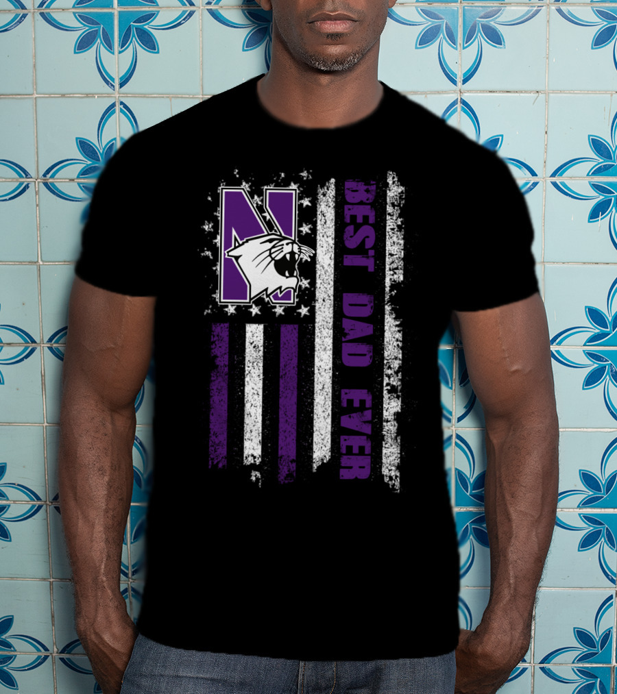 Northwestern Wildcats Best Dad Ever Flag Style Evd 055 T-Shirt
