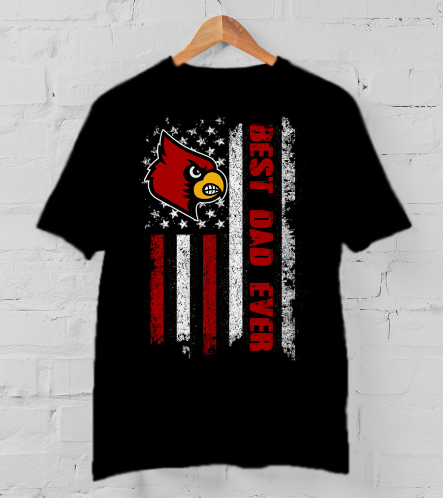 Evd 048 Best Dad Ever Louisville Cardinals Flag Stripes T-Shirt