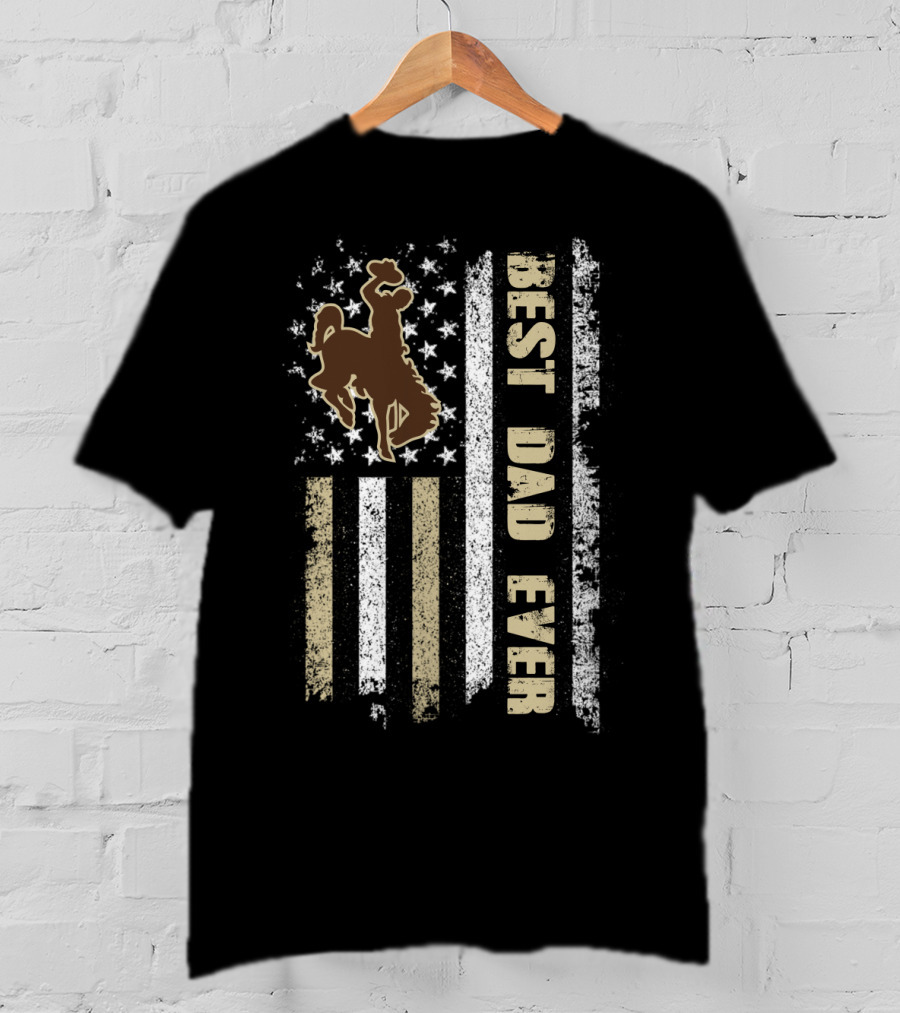 Best Dad Ever Cowboy Riding American Flag Evd T-Shirt